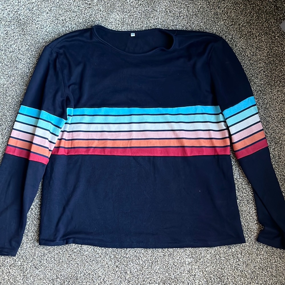 Navy and stripe lightweight sweater